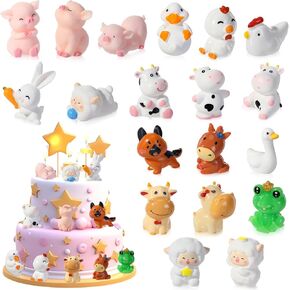 19 Pcs Piggy Miniature Figurines Toys Pink Pig Figure Animal Toys Set Cute Pig Figurine Pig Cake Toppers Mini Garden Miniature Piggy Figurines Landscape Decor for Home Desk Pig Party Decorations