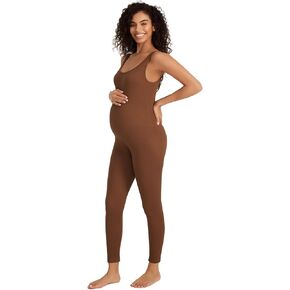Summer Mae Maternity Bodysuit Ribbed Pregnancy Romper Jumpsuit Sleeveless Tank Top Leggings Shapewear Unitard