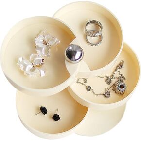 Clear Jewelry Organizer 4-Layers Jewelry Box for Hair Clip, Hair Tie, 360° Rotatable Cute Acrylic Jewelry Holder Organizer for Earring, Ring, Bracelet, Hair Accessories Holder for Women