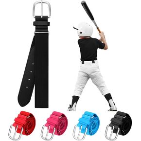 Youth Baseball/Softball Belt PU Leather Elastic Adjustable Uniform Belt Waist Belt for Boys Girls Youth