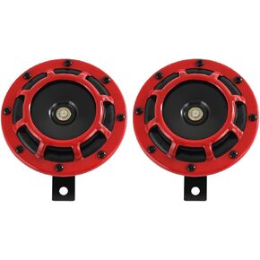 CARMOCAR Eletric Car Horn Kit 12V 135db Super Loud High Tone and Low Tone Metal Twin Horn Kit with Bracket for Cars Trucks SUVs RVs Vans Motorcycles Off Road Boats (red)