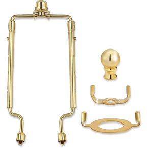 7 8 9 10 inch Lamp Shade Harp Holder,Adjustable Lamp Harp Kit,Fit Both Standard Lamp Rod and E26 Light Base UNO Fitter Adapter,with 2 Shade Attaching Finial Top (Black Color - 1 Set)