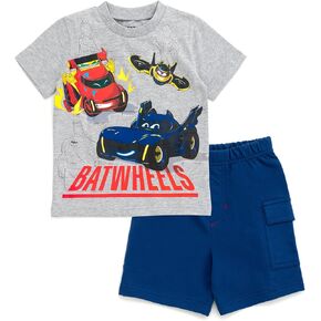 DC Comics Batwheels T-Shirt and French Terry Cargo Shorts Outfit Set Toddler