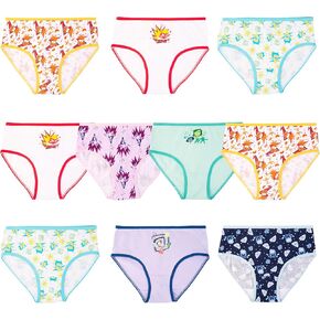 Disney Girls' Inside Out 2 Exclusive 10-Pack 100% Combed Cotton Panties Underwear in Sizes 4-8