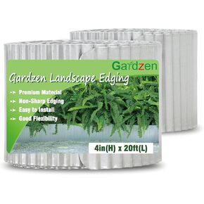Gardzen Metal Edging for Landscaping, Corrugated Metal Garden Edging, Lawn Edging Border for DIY Flower Bed (Slive, 4In x 10Ft) in Kuwait