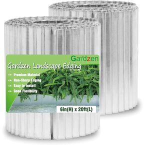 Gardzen Metal Edging for Landscaping, Corrugated Metal Garden Edging, Lawn Edging Border for DIY Flower Bed (Slive, 4In x 10Ft)