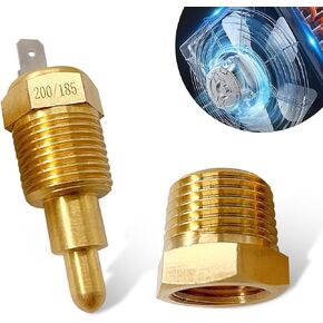 1 Pack Car Fan Thermostat Switch, Universal Engine Cooling Temperature Sensor for Most Vehicles, Waterproof Durable Metal Design, Thermostat Switch Accessories (Gold)