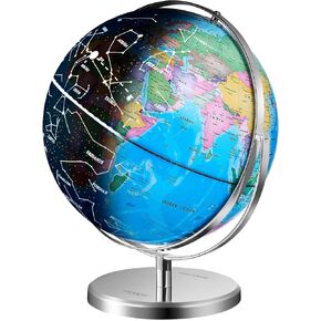VEVOR Illuminated World Globe with Stand, 13 in/330.2 mm, Educational Earth Globe with Stable Heavy Metal Base HD Printed Map and LED Night Lighting, 720° Spinning Globe for Kids Classroom Learning