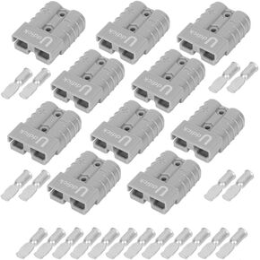 4PCs 50 Amp Battery Quick Disconnect Connector, 6 AWG Battery Cable Connector, Quick Connect Wire Harness Plug Connector for Towing Winch, 12-24V, Grey