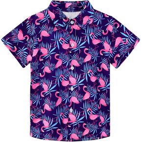 XiaoMoSha Hawaiian Shirts for Boys Button Down Shirt Short Sleeve Shirts Girls Hawaiian Shirt Summer Beach Tops for Kids