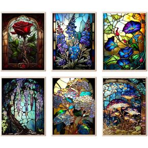 6 Pack Paint by Number for Adults-Paint by Numbers Kit for Adults Flowers, Floral Easy Painting by Number Perfect for Gift Home Wall Decor(6 Pack, 8x12inch)