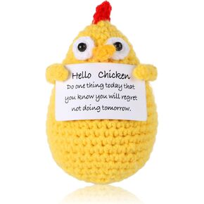 Positive Chicken Crochet, 3.5" Funny Chicken Doll Toy Creative Cute Knitted Chicken Positive Crochet Potato Plush Stuffed Animal Cheer Up Gift