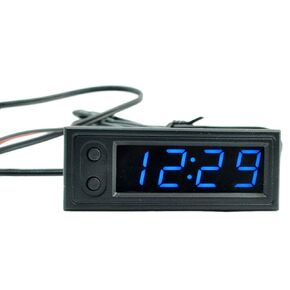 Car Temperature Clock Car Clock 12V 3 in 1 Thermometers Voltmeter Gauge Electronic Clock LED Digital Display LCD Screen Thermometer Voltmeter LED Auto Gauges Electronic Clock