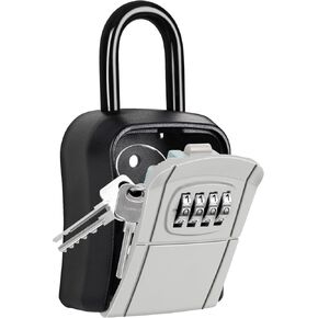 Portable Key Lock Box,Key Holder Safe Security Lock Box for Indoor, Outdoor, Garage, Garden, Store (4 Pack, Grey)