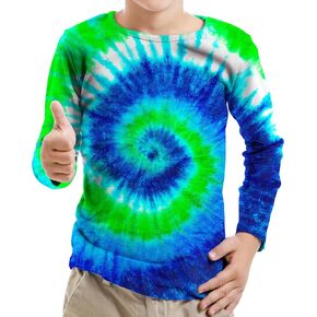 Little Kids Tie Dye Sun Shirt UPF 50+ for Boys Girls Long Sleeve Rash Guard Tshirt UV Premium Tee for 4-12 Years