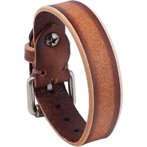 Punk Rock Adjustable Belt Buckle Wristband Old Pu Leather Cuff Bracelet