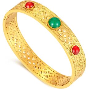 Fashion Vintate Natural Turquoise Stone Bracelet Stainless Steel Hollow Out Cuff Bracelet