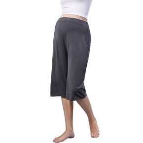 Women Maternity Capris Pregnancy Pants Soft Joggers Lounge Bottoms with Pockets