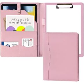 حافظة Padfolio من جلد البولي يوريثان، حافظة الحافظة للمقابلات، منظم المستندات القانونية، حامل بطاقة العمل، هدية باللون الوردي