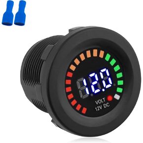Battery Voltage Meter,Waterproof DC 12V LED Digital Voltmeter Battery Monitor,Universal Round Battery Tester 12V Automotive Accessories for Most Car Motorcycle Marine Boat