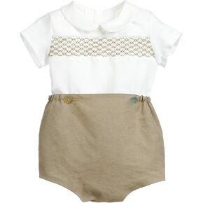 Smocked toddler boy outfits Summer Cotton Short Sleeve boys' button-down shirts Casual 2 piece Clothing Set