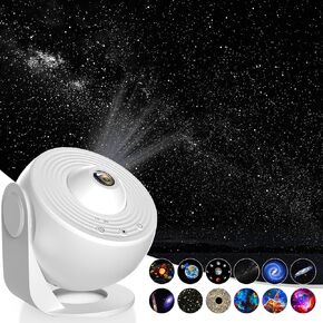 Star Projector, Planetarium Projector for Bedroom Ultra Clear Galaxy Night Light with 4K Replaceable 12 Galaxy Discs 360 Degree Rotation Real Sky Light for Kids Room Birthday Valentines Gift