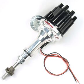 Pertronix D7131700 Flame-Thrower Vacuum Advance Black Cap Billet Electronic Distributor with Ignitor III Technology for Ford 351W