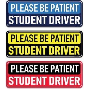 Student Driver Magnet for Car - Funny Pink 3-Pack Girly Please Be Patient Reflective Magnetic Bumper Sticker Set - Removable Novice Rookie Safety Attention Sign - Weather-Resistant 10 x 3.5