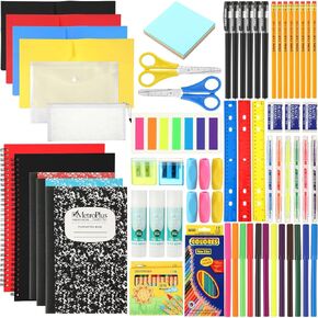 88 Pcs School Supplies Kit for Kid Bulk Back to School Supplies set Classroom Elementary Essential Bundle for Student Girl Boy, includes Pencil Pen Crayon File Folder Notebook and Much More