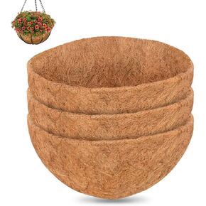 ZeeDix 3Pcs 10 Inch Coconut Liners for Planters, Round Hanging Basket Liners 100% Natural Coco Coir Basket Coco Replacement Liners for Hanging Basket Planters Flowers Vegetables(10in-3pcs)
