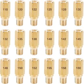 Carburetor Main Jet Kit for OKO KOSO PE PWK Jet Kit 118, 120, 122, 125, 128, 130, 132, 135, 138, 140, 142, 145, 148, 150, 152,155, 158, 160（18PCS ）