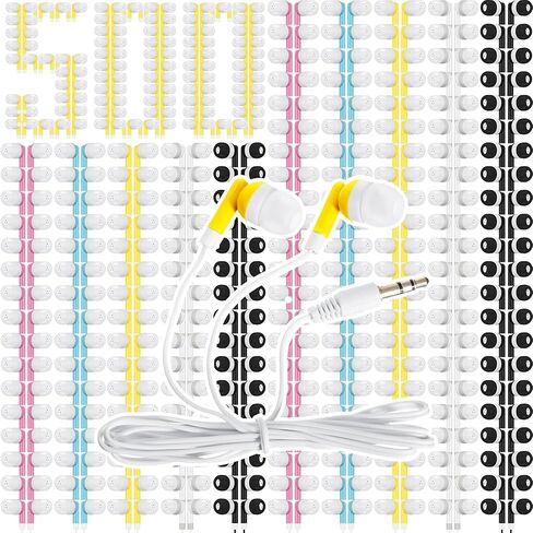 300 Packs Bulk Earbuds Headphones Earphones Kids in Ear Earbuds Colorful Classroom Headphones Bulk Wired Ear Buds Earphones Bulk for Smartphones Laptop Classroom School Library Kids Adults Supplies in Kuwait