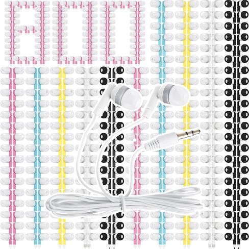 300 Packs Bulk Earbuds Headphones Earphones Kids in Ear Earbuds Colorful Classroom Headphones Bulk Wired Ear Buds Earphones Bulk for Smartphones Laptop Classroom School Library Kids Adults Supplies in Kuwait
