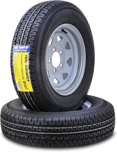 مجموعة عجلات إطارات المقطورة ST175/80R13 8 طبقات D 97M 5 عروة على حافة فضية PCD مقاس 4.5 بوصة، مجموعة 2 in Saudi Arabia
