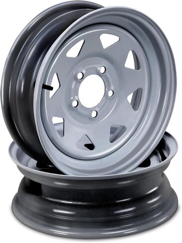 مجموعة عجلات إطارات المقطورة ST175/80R13 8 طبقات D 97M 5 عروة على حافة فضية PCD مقاس 4.5 بوصة، مجموعة 2 in Saudi Arabia