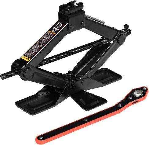 BIG RED AST10202SR Torin Wide Base Cross Car Scissor Jack: Steel Portable Quick Lift Tire Jacks Include Ratchet Wrench for Car, Truck, Sedans and MPV, 1.5 Ton (3,000 lbs) Capacity, Black in Saudi Arabia
