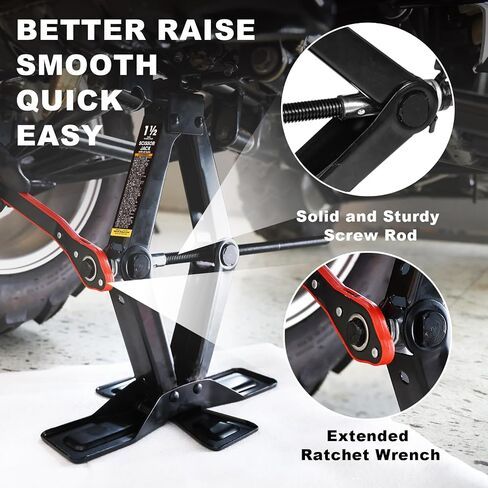 BIG RED AST10202SR Torin Wide Base Cross Car Scissor Jack: Steel Portable Quick Lift Tire Jacks Include Ratchet Wrench for Car, Truck, Sedans and MPV, 1.5 Ton (3,000 lbs) Capacity, Black in Saudi Arabia