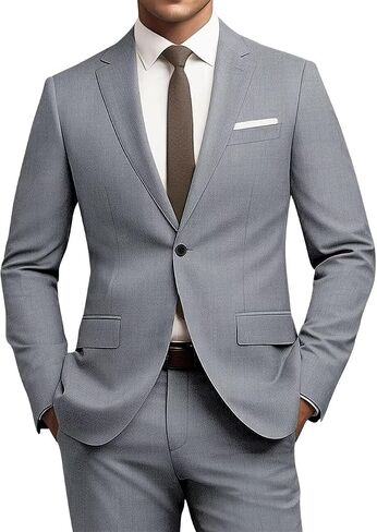 Mens Slim Fit 2 Piece Suit 1 Button Soild Jacket Pants Set Wedding Prom Dress Suit in Saudi Arabia