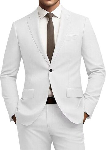 Mens Slim Fit 2 Piece Suit 1 Button Soild Jacket Pants Set Wedding Prom Dress Suit in Saudi Arabia