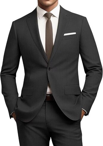 Mens Slim Fit 2 Piece Suit 1 Button Soild Jacket Pants Set Wedding Prom Dress Suit in Saudi Arabia