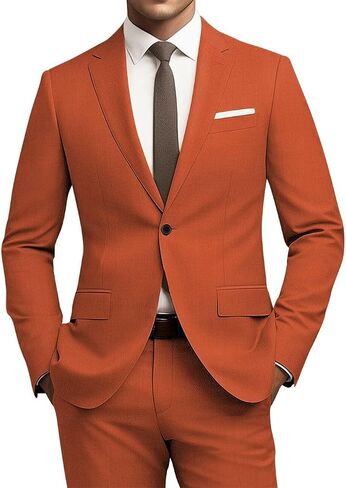 Mens Slim Fit 2 Piece Suit 1 Button Soild Jacket Pants Set Wedding Prom Dress Suit in Saudi Arabia