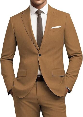 Mens Slim Fit 2 Piece Suit 1 Button Soild Jacket Pants Set Wedding Prom Dress Suit in Saudi Arabia