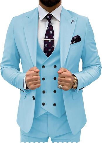 3 Piece Suit Men Slim Fit Double Breasted Suit for Men Wedding Suits Classic One Button Formal Prom Dinner Tuxedo in Saudi Arabia
