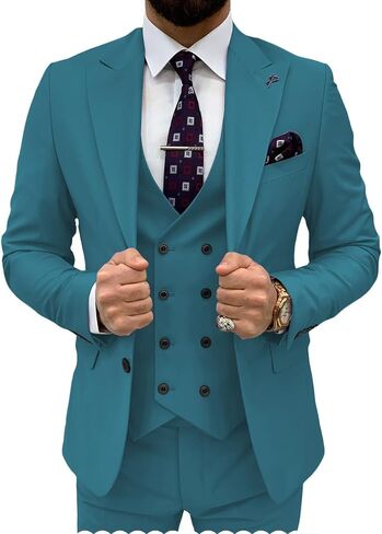 3 Piece Suit Men Slim Fit Double Breasted Suit for Men Wedding Suits Classic One Button Formal Prom Dinner Tuxedo in Saudi Arabia