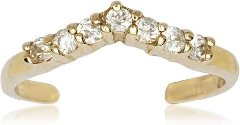 JewelryWeb - Solid 10K Gold Simulated Diamond Adjustable V Chevron Toe Ring - 10mm x 15mm - Beach Boho Toe Ring - Foot Jewelry - Non Tarnish Toe Ring for Woman in Saudi Arabia