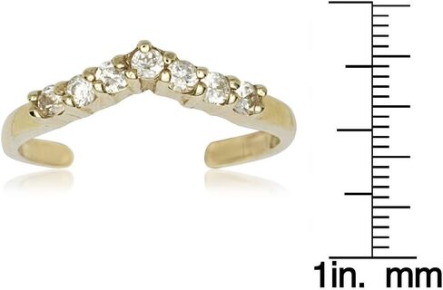 JewelryWeb - Solid 10K Gold Simulated Diamond Adjustable V Chevron Toe Ring - 10mm x 15mm - Beach Boho Toe Ring - Foot Jewelry - Non Tarnish Toe Ring for Woman in Saudi Arabia