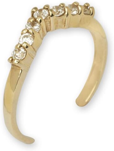 JewelryWeb - Solid 10K Gold Simulated Diamond Adjustable V Chevron Toe Ring - 10mm x 15mm - Beach Boho Toe Ring - Foot Jewelry - Non Tarnish Toe Ring for Woman in Saudi Arabia