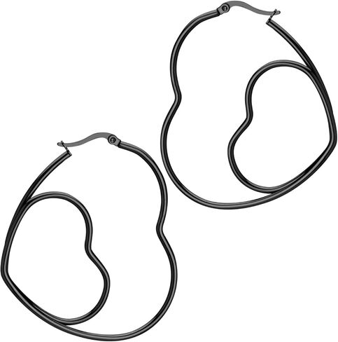 555Jewelry Womens Heart Shape Love Stainless Steel Large Statement Hoop Earrings in Kuwait