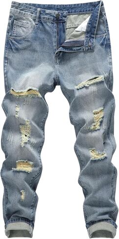Men's Non-Stretch Regular Fit Straight-Leg Denim Pants Jeans in Kuwait