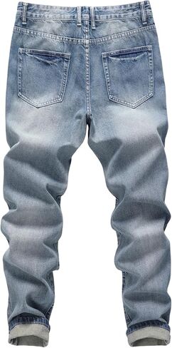 Men's Non-Stretch Regular Fit Straight-Leg Denim Pants Jeans in Kuwait